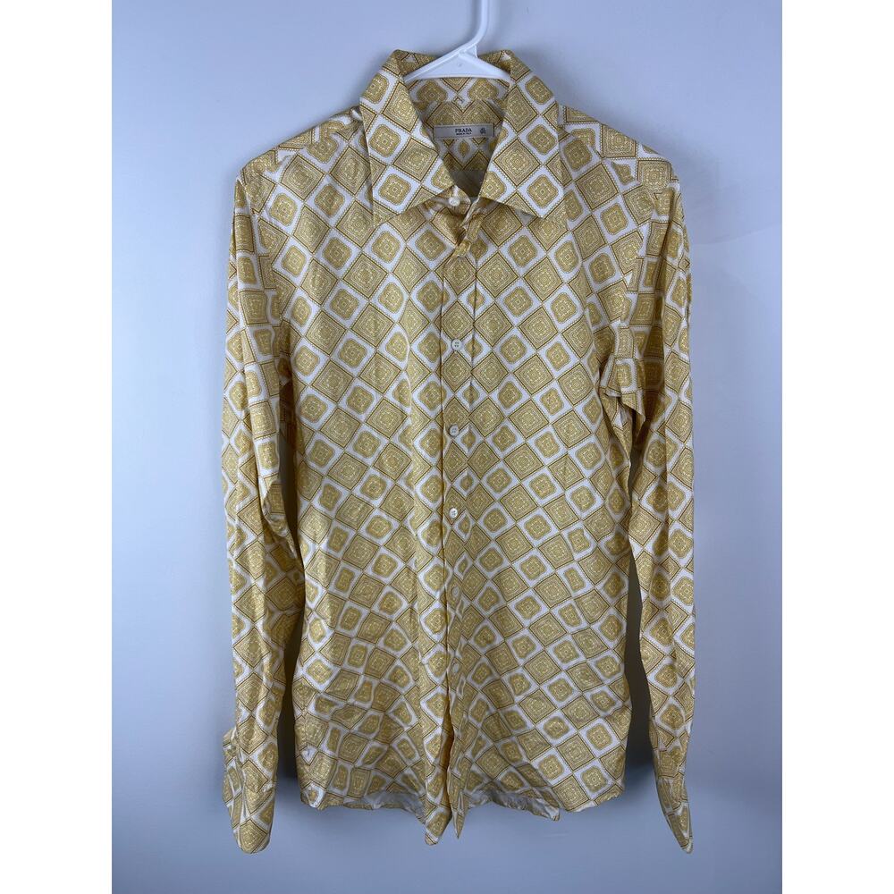 Men’s Prada Vintage Patterned Button Down Shirt 42/16.5